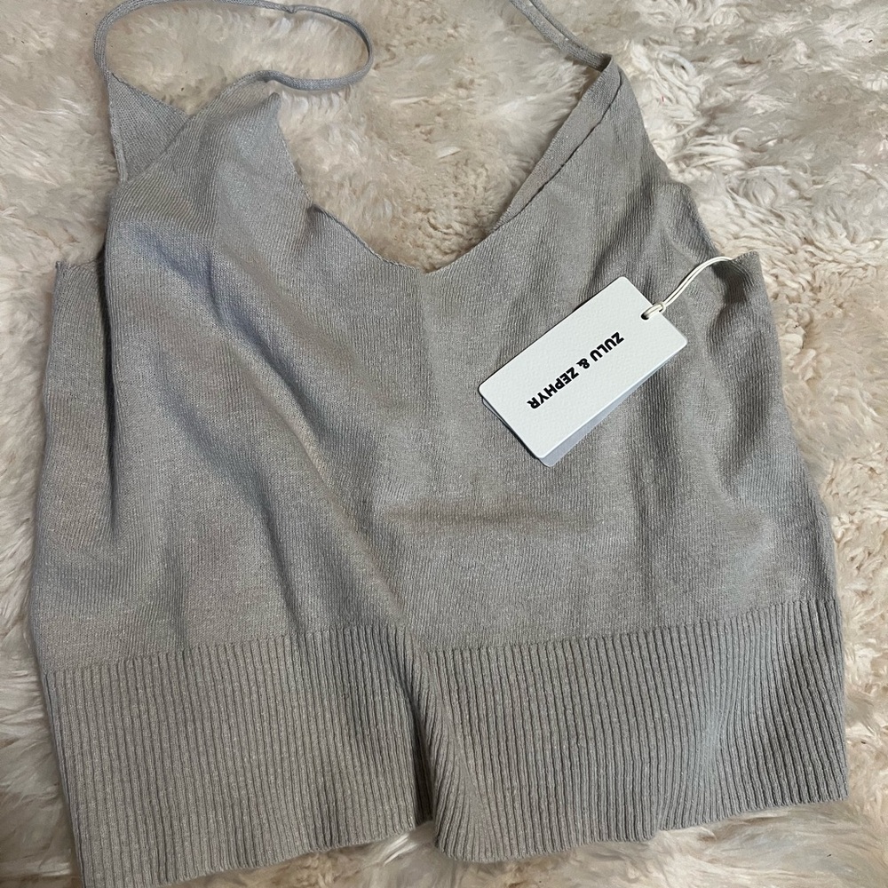 Zulu & Zephyr cropped linen/cotton tank